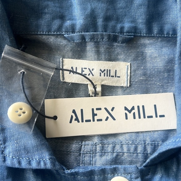 ALEX MILL Chambray Linen/Cotton Expedition Long Sleeve Jumpsuit NWT Size Medium - Picture 7 of 10